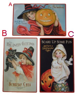Signs: Vintage Tin Halloween Signs