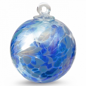 GB14 1 Hanging Glass Ball 4" Diameter Blue and Green Witch Ball 