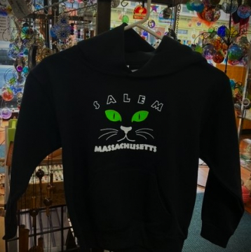 Youth Sweatshirt Black Cat Green Eyes