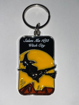 Keychain Metal/Glass Salem Witch (OUT OF STOCK)