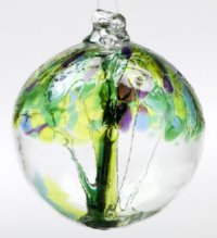Hanging Glass Ball 4" Diameter Blue and Green Witch Ball GB14 1 