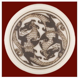Necklace Pendant Porcelain Dragon (Round)