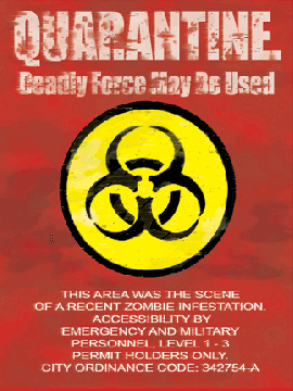 Sign Zombie Quarantine Red